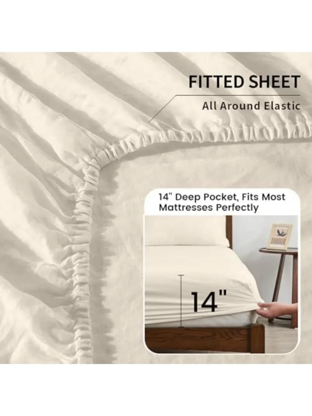 Luxurious Belgian Linen Sheet Set - 4 Pieces, Soft Breathable Farmhouse Bedding